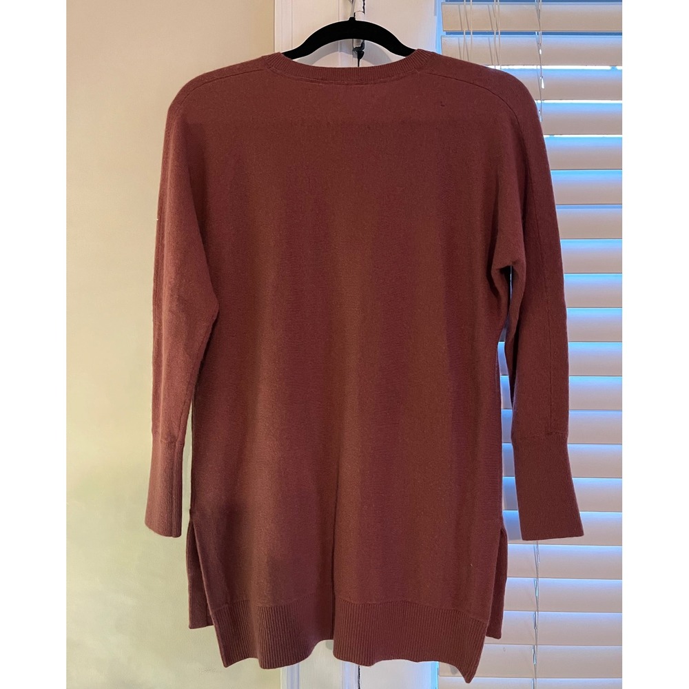 Athleta Merlot Wool Cashmere Blend Crew Neck Tunic‎ Sweater XS Side Slits - Picture 2 of 7